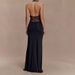Elegant Long Dress European American Style Backless Ribbon Waist Cinching Deep V Neck Lace Sexy Phoenix Dress for Women_ecoleips.com