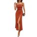 European And American Women's Fashion Summer New Sexy Square Neck Backless Strap Dress With Slit For Women_ecoleips.com