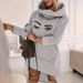 Elegant High Neck Long Sleeve A-Line Dress With Eyelet Pattern For Women, Plus Size Flattering Midi Dress_ecoleips.com