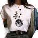 Euroean And American Cross-border Foreign Trade Women's Clothing, Moon Eclise Rint Round-neck Short-sleeve T-shirt_ecoleips.com