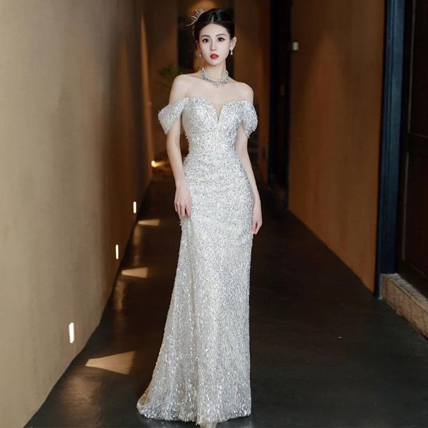 French-style Fishtail Light Wedding 2026 New Model Petite Brides, Cross-border One-shoulder Plus-size Simple Outing_ecoleips.com