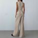 Women's Clothing Temperament Spring And Summer Thin Breathable V Neck Sleeveless Vest Trousers Slit Wide Leg Pants Suit 2 Pieces_ecoleips.com