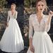 Women's Clothing High Collar Deep V Long Sleeve Lace Slim Fashion Bride Style Floor Length Wedding Dress_ecoleips.com