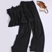 Women's Clothing Sleeveless Suit Stand Collar Lace Pleated Top Tea Style Outfit Elastic Waist Wide Leg Pants Two Piece Suit_ecoleips.com