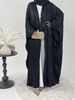 Effortless Elegance: Women's Solid Color Long Sleeve Dress With Open Front For Travel & Daily Wear_ecoleips.com