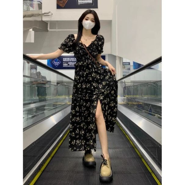 Plus-size Gentle French-style Floral Tea Women, Summer High-end Look, Slimming And Tummy-concealing Dress For Plus-size_ecoleips.com