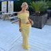 Women's Style Slim Fit One Shoulder Dress With Temperament, Hollowed Out Mesh Splicing, Pure Desire Long Skirt_ecoleips.com