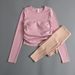 New Yoga Suit Women's Suit With Chest Pad Tight Bottom Shirt Pleated Slimming Running Fitness Top Long Sleeve_ecoleips.com