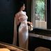White Strapless Slim Fit Long Dress with Sequined Shawl Elegant Women's Clothing/Dress_ecoleips.com