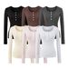 Vintage-Inspired Henley Neck Long Sleeve Tee – Stretchy Cotton Blend Slim Fit Top For Effortless Retro Chic_ecoleips.com