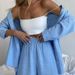 Women's Clothing Spring Solid Color Single Breasted Long Sleeved Shirt Loose Fashion Casual Shorts Suit_ecoleips.com