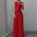 Women's New Temperament Commuter Sleeveless Pleated Wide-leg Pants Set_ecoleips.com