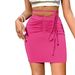 Voya Women's Sexy Spicy Girl Waist Drawstring Design With Pleated Milk Silk Wrapped Buttocks Short Skirt_ecoleips.com