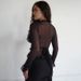 European And American Style Women's Clothing 2025 Winter New Product Sexy Low-cut V-neck Ruffled Slim-fit Bell-sleeve_ecoleips.com