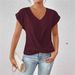 2026 Summer New European And American Cross-Border Bestseller Fashion Solid Color V-Neck T-Shirt Elegant_ecoleips.com