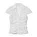 Street Style Crinkle Texture Poplin Shirt For Women - Short Sleeve Button Down Top With Flounce Detail, Black, White Black Dot, Black White Dot_ecoleips.com