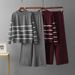 Women's Striped Semi-Zip Sweater & Pants Set - Loose Fit Casual Two-Piece Outfit For Autumn Winter Pant Sets_ecoleips.com