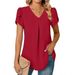2023 Popular Item On Independent Sites, Wish, And .: Summer Simple Women's V-neck Petal Sleeve Shirt_ecoleips.com
