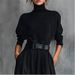 Women's Autumn/Winter Solid Color Turtleneck Top Wide Leg Pants Two Piece Set with Belt Independent Website Exclusive_ecoleips.com