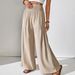 Aria Basics Cross-border European American 2025 New Casual Fashion Solid Color Lace-up Loose Wide-leg Women's Pants For Commuting_ecoleips.com