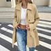 "Elegant Belted Trench Coat For Women - Slim-Fit Long Jacket With Button Front & Pockets, Khaki (S-XXL)"_ecoleips.com