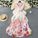 Women's Clothing Palace Style Retro Collar Dress Socialite Waist Single-breasted Printed Dress_ecoleips.com