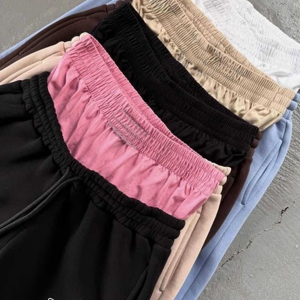 Trendy plus Size Printed Letter Casual Loose Fitting Long Pants Black Women's Clothing Bottoms_ecoleips.com