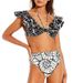 Women's Clothing Bikini New Double-sided Ruffled Printed High Waist Split Swimsuit Tassel Wrap Skirt_ecoleips.com