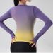 K Gradient Yoga Suit Top For Women, Thin Cut, Quick Drying, Running, Long Sleeved Sports T-shirt, Tight Fitting, Slimming Fitness Suit_ecoleips.com