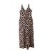 Women's Plus Size Animal Print Slip Dress - Deep V-Neck Slimming Bodycon Maxi Dress For Summer_ecoleips.com