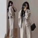 Women's Autumn Winter Casual Sweatshirt Sportswear Slimming Fashion Wide Leg Pants Hooded Two Piece Suit Reducing Age_ecoleips.com