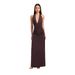 Summer Halter Neck Long Dress For Women Sexy Deep V Tie Back Slim Fit Solid Color Slit Style_ecoleips.com
