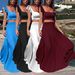 Women's Clothing Sexy Elegant Elastic Lace Solid Color Long Skirt Two Piece Suit_ecoleips.com