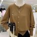 Women's Bear Embroidered Knit Sweater – Cozy Long Sleeve Cardigan, Loose Fit College Style (White/Camel/Grey/Navy/Black/Pink/Apricot)_ecoleips.com