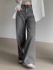 American Street Retro Ash Gray Washed Jeans For Women, Autumn And Winter Hot-Selling High-Waisted Loose Wide-Leg_ecoleips.com