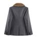 Faux Fur-Trimmed Blazer Jacket For Women – Trendy Streetwear Coat With Tailored Fit (XS/S/M/L, Grey)_ecoleips.com