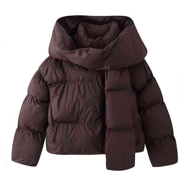 Women's Detachable Scarf Hooded Puffer Coat –Winter Fashion, Warm Quilted Jacket For Streetwear & Travel_ecoleips.com
