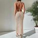 Women's Clothing Spring And Summer New Slim Fit Halter Neck Tie Backless Knitted Sweater Dress_ecoleips.com