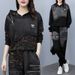 Women's Patchwork Denim Hooded Sweatshirt And Pants Set Spring Autumn New Fashion Two-Piece Trendy Brand_ecoleips.com