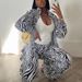 Women's Clothing Pleated pattern long sleeved shirt wide leg pants two piece suit female autumn fashion casual suit_ecoleips.com