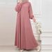 Women's Clothing Modest Abaya Dress Round Neck Long Robe Modest Muslim Abaya Dress – Solid Color Polyester Maxi With Round Neck & Long Sleeves_ecoleips.com