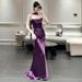 Strapless Toast Dress Purple Bridal Morning Robe High-End Understated Luxury Niche Engagement Banquet Mermaid Emcee Evening Gown_ecoleips.com