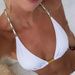 Women's Sexy Solid Color Beaded Halter Neck Bikini Top Triangle Cup New Style Swimwear_ecoleips.com