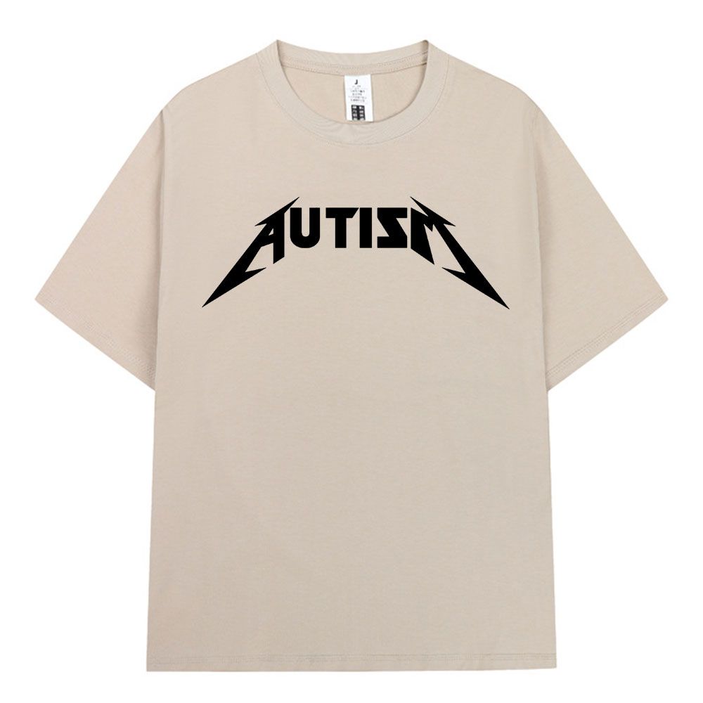 Autism Metal Rock Meme T-shirt Men Women Fashion Hip Hop Short Sleeve Oversized T-shirts 100% Cotton Comfort T Shirts Streetwear_ecoleips.com