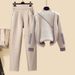 Women's Clothing New Three-piece Knitted Set For Women Thickened Vest High Collar Knitted Sweater Carrot Pants Three Piece Suit Spring Autumn Winter_ecoleips.com