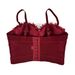 Women's Clothing Red Underwear Mesh See Through Fishbone Bra With Bra Pad Beaded Three Dimensional Flowers For Outer Wear With Beautiful Back_ecoleips.com