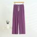 Summer Women's Cotton Viscose Wide Leg Pants Loose Oversized Slimming Straight Leg Homewear Casual Pantalones Mujer_ecoleips.com
