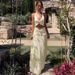 Women's Clothing Women's Sexy V Neck Ruffled Halter Neck Strap Twisted Long Dress Two Piece Set Style Hot Selling_ecoleips.com