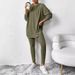 Women's Clothing Ribbed Loose Hooded Long Sleeved Casual Trousers Threaded Suit_ecoleips.com