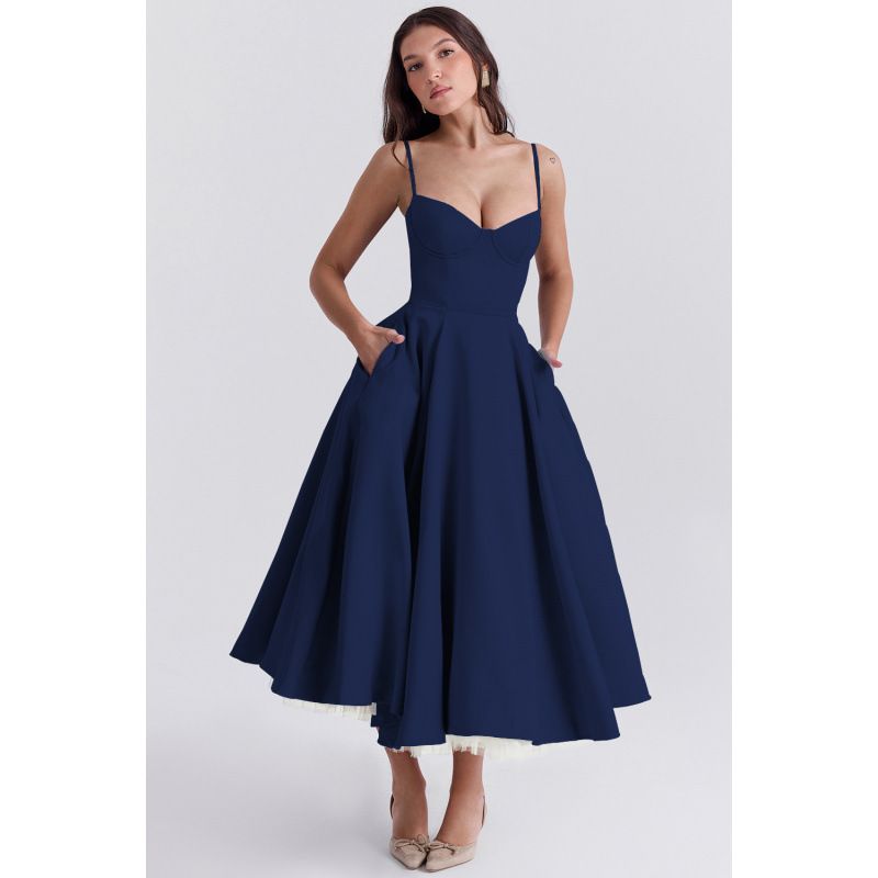 Summer New High-End Double Layer French Mesh Swing Dress For Women Princess Suspender Dress_ecoleips.com